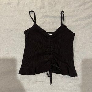 RIBBED PLEATED CROP TOP